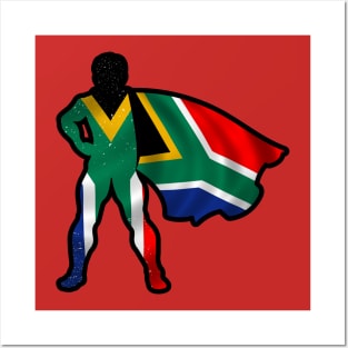 African Hero Wearing Cape of Africa Flag Hope and Peace Unite in Africa Posters and Art